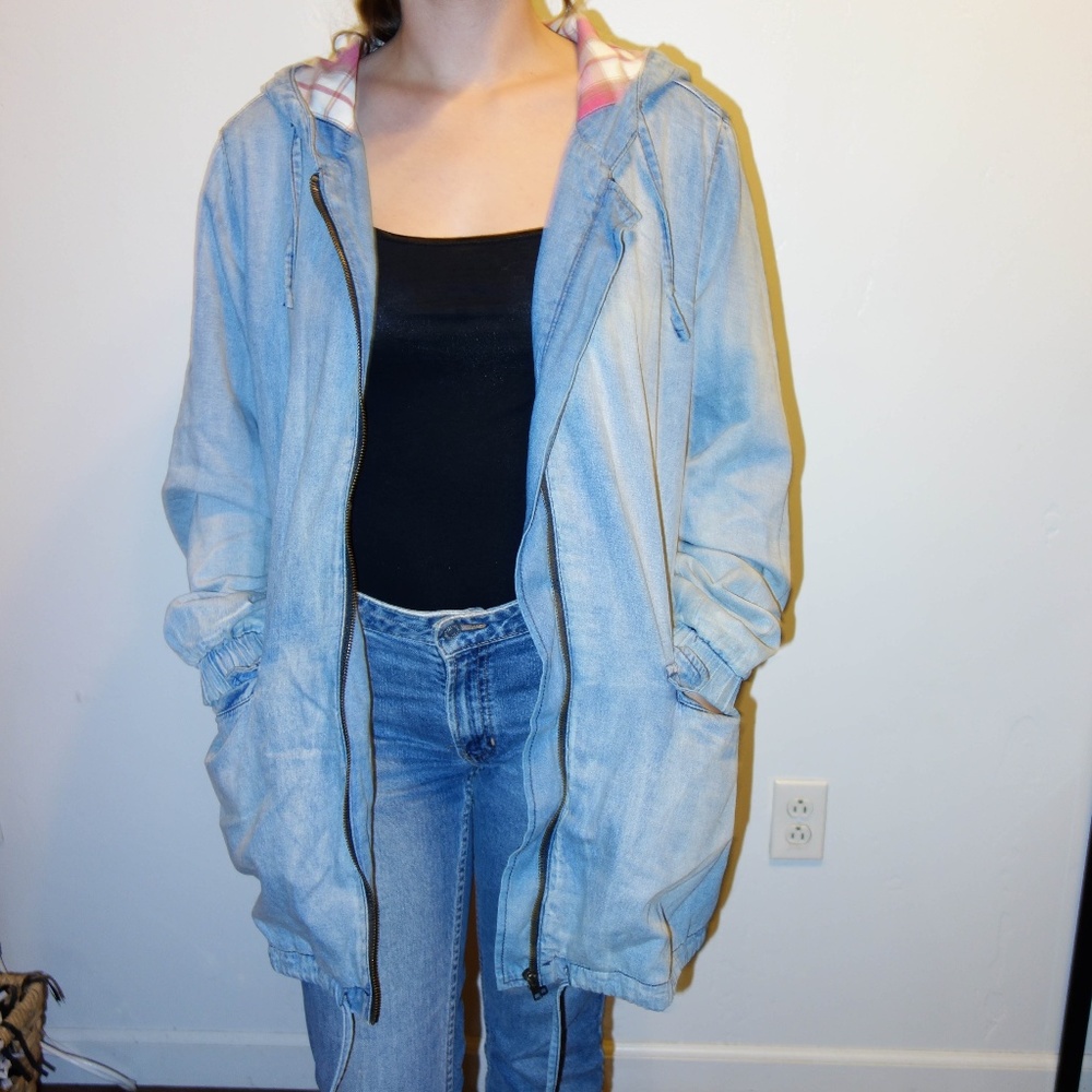 MINKPINK Denim Jacket with Flannel Lining